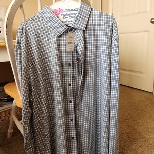 Mens mizzen + mainXXL long sleeve button down shirt. Blue/black/white plaid. NWT